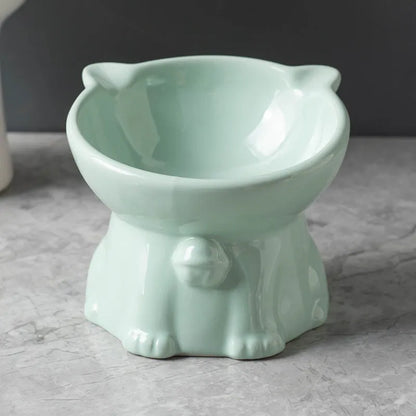 Pet Zen - Ceramic Cute Black Drinking High Foot Cat Bowl Pet Supplies - Cat Bowls & Feeders