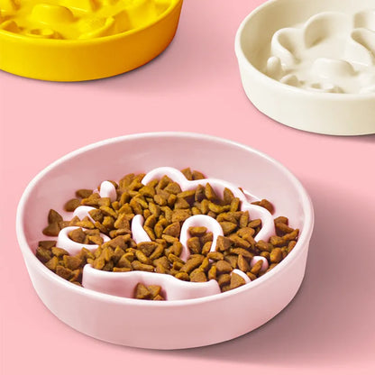Pet Zen - Ceramic Slow Feeder Cat Bowl Anti-Choking Fun Pet Tableware - 0