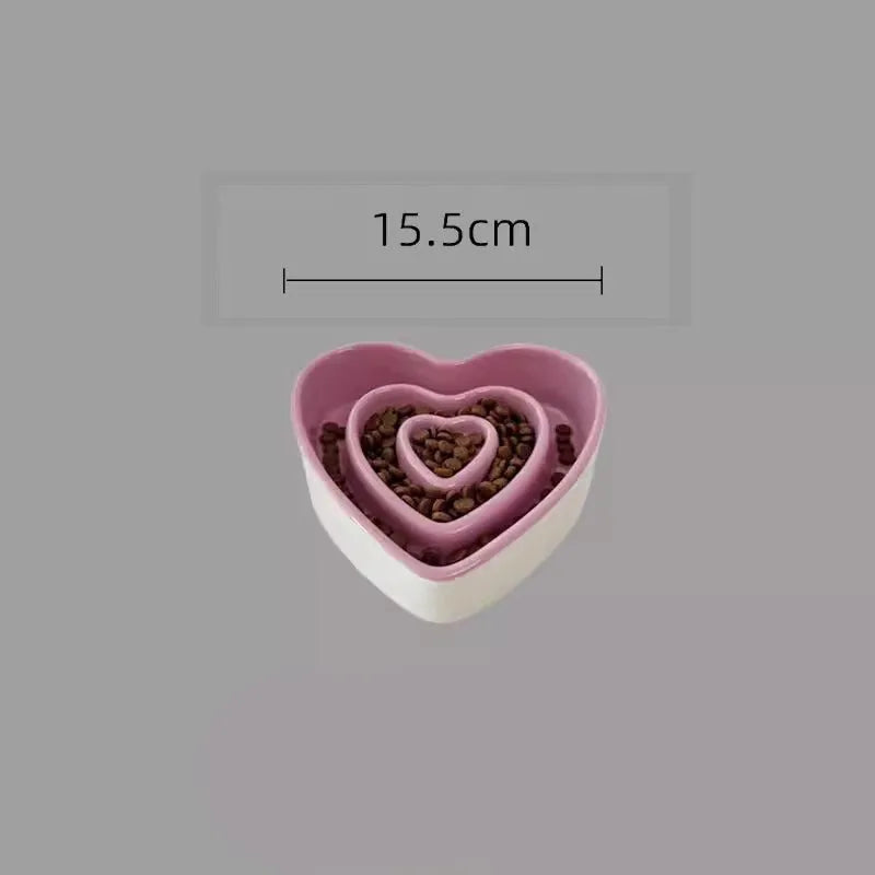 Pet Zen - Ceramic Slow Food Bowl For Small And Medium Dogs Slow Anti-choking Food Bowl Love Bowl To Eat Protects The Cervi...