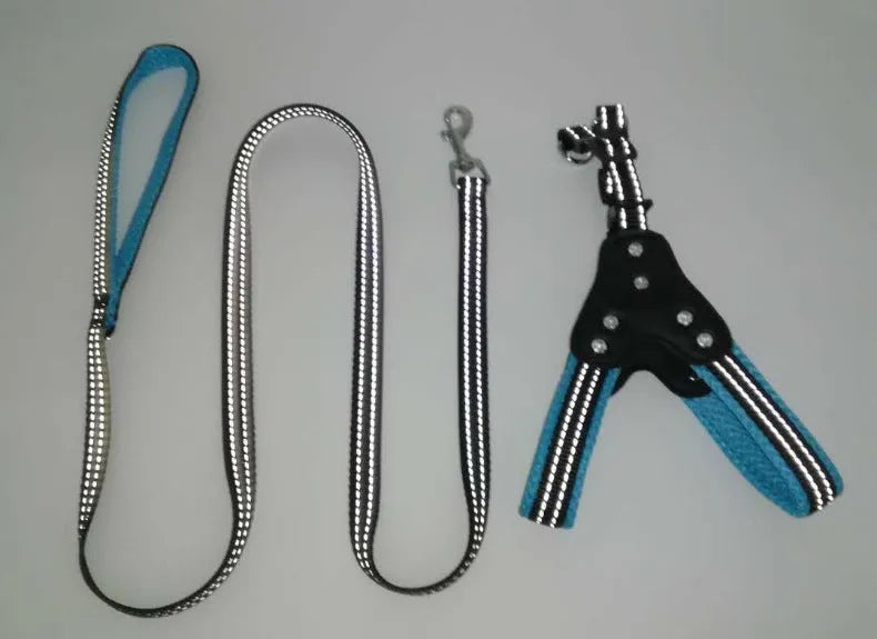 Pet Zen - Comfortable Mesh Fabric Shiny Rhinestone Pet Hand Holding Rope Reflective Dog Breast Strap Vest Style - 0