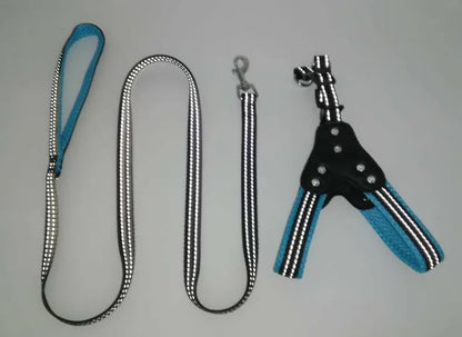 Pet Zen - Comfortable Mesh Fabric Shiny Rhinestone Pet Hand Holding Rope Reflective Dog Breast Strap Vest Style - 0