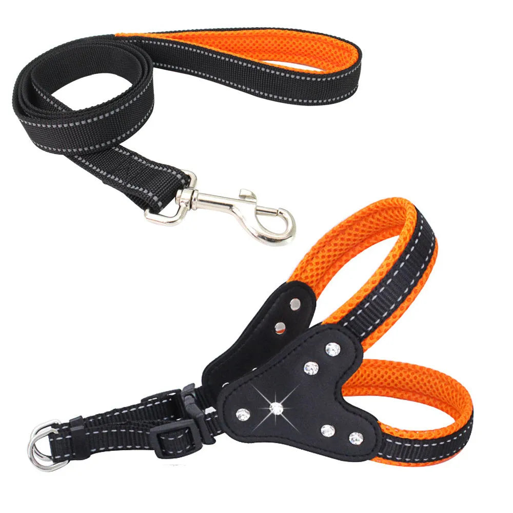 Pet Zen - Comfortable Mesh Fabric Shiny Rhinestone Pet Hand Holding - 0