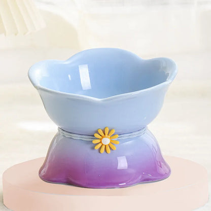 Pet Zen - Cute Cat Bowl Ceramic Flower Gradient - Bowls