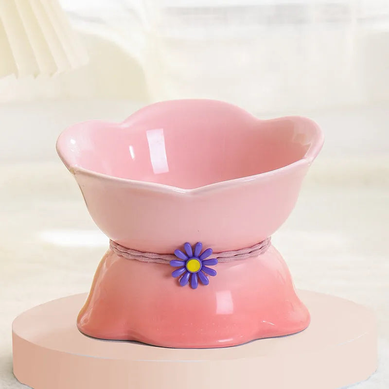 Pet Zen - Cute Cat Bowl Ceramic Flower Gradient - 0