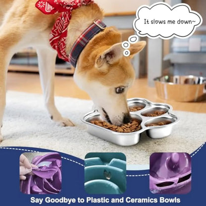 Pet Zen - Dog Bowls Slow Feeder Stainless Steel Small Medium Breed - 4