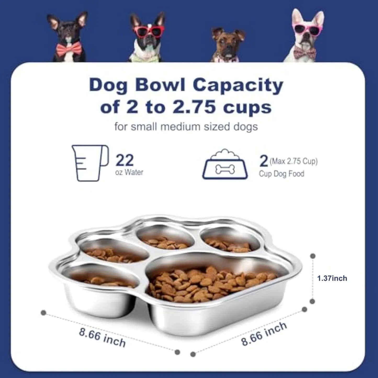 Pet Zen - Dog Bowls Slow Feeder Stainless Steel Small Medium Breed - 4