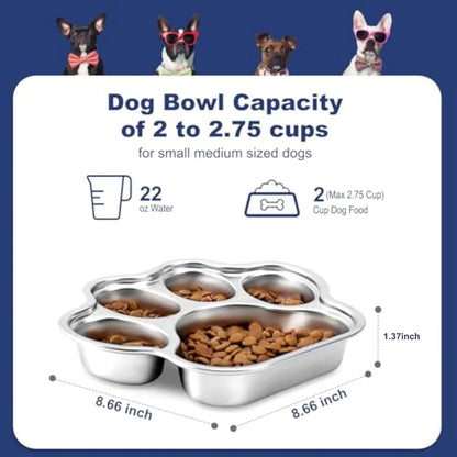 Pet Zen - Dog Bowls Slow Feeder Stainless Steel Small Medium Breed - 4
