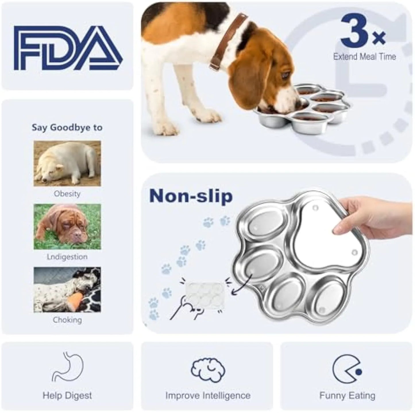 Pet Zen - Dog Bowls Slow Feeder Stainless Steel Small Medium Breed - 4