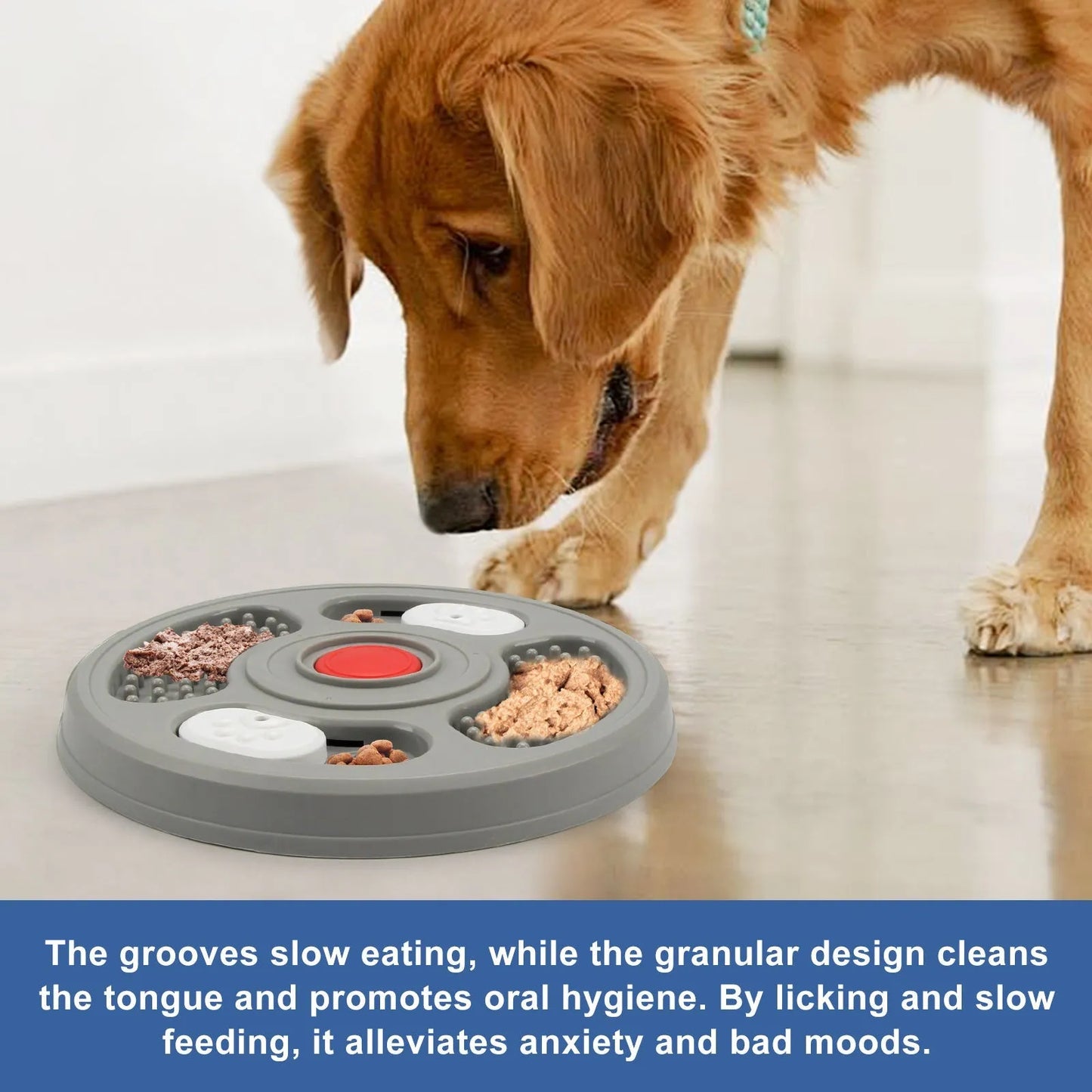 Pet Zen - Dog Slow Feeder Device Pet Anti Suffocation Bowl 2 In 1 Treat Puzzle & Lick Mat Anti Slip And Large Capacity Fee...