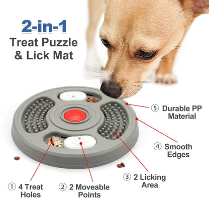 Pet Zen - Dog Slow Feeder Device Pet Anti Suffocation Bowl 2 In 1 Treat Puzzle & Lick Mat Anti Slip And Large Capacity Fee...