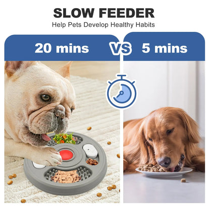 Pet Zen - Dog Slow Feeder Device Pet Anti Suffocation Bowl 2 In 1 Treat Puzzle & Lick Mat Anti Slip And Large Capacity Fee...