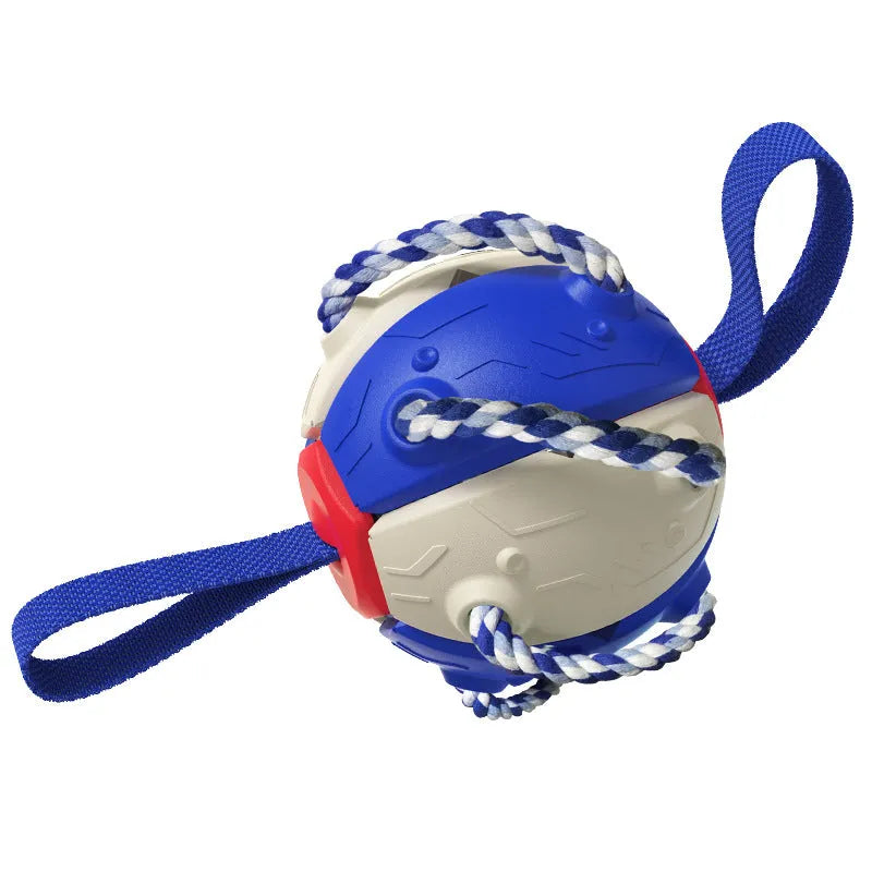 Pet Zen - Dog Toy Balls With Chewing Ropes Pet Flying Saucer Ball Dog Toy Interactive Dog Toys For Tug Of War Best Gifts F...