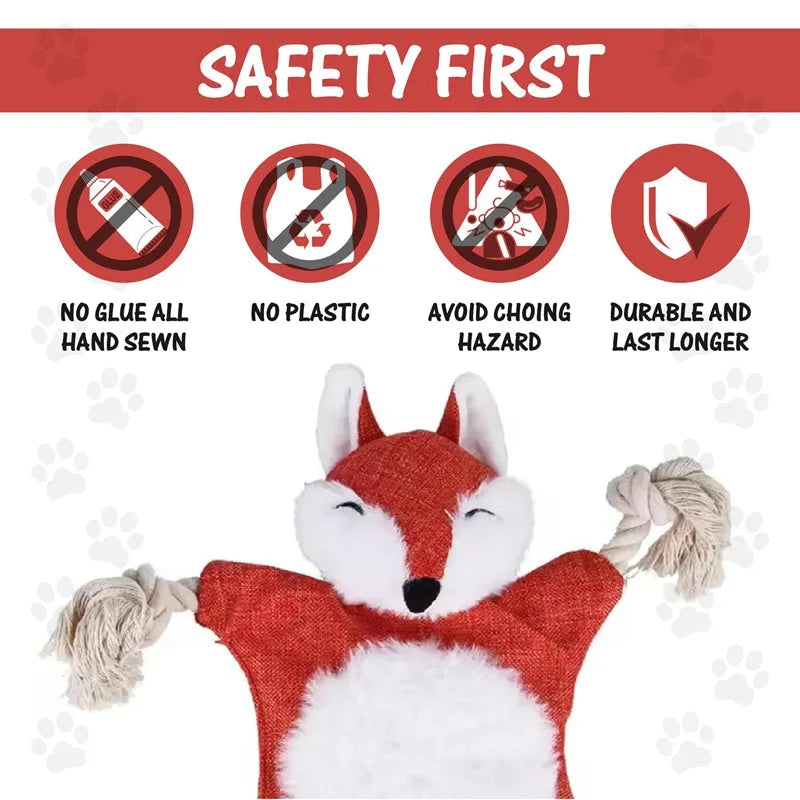 Pet Zen - Dog Toys, Stuffed, Chewing, Plush, Squeaky Animal Pet Toys, Puppy, Fox, Squirrel, Dog, Cat, Chewing, Squeaky Toy...