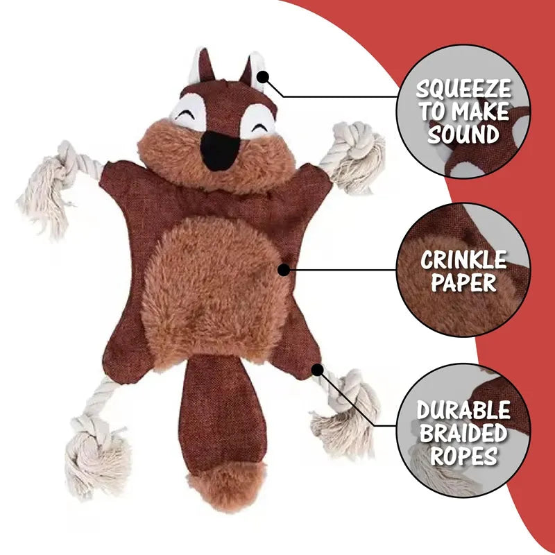 Pet Zen - Dog Toys, Stuffed, Chewing, Plush, Squeaky Animal Pet Toys, Puppy, Fox, Squirrel, Dog, Cat, Chewing, Squeaky Toy...