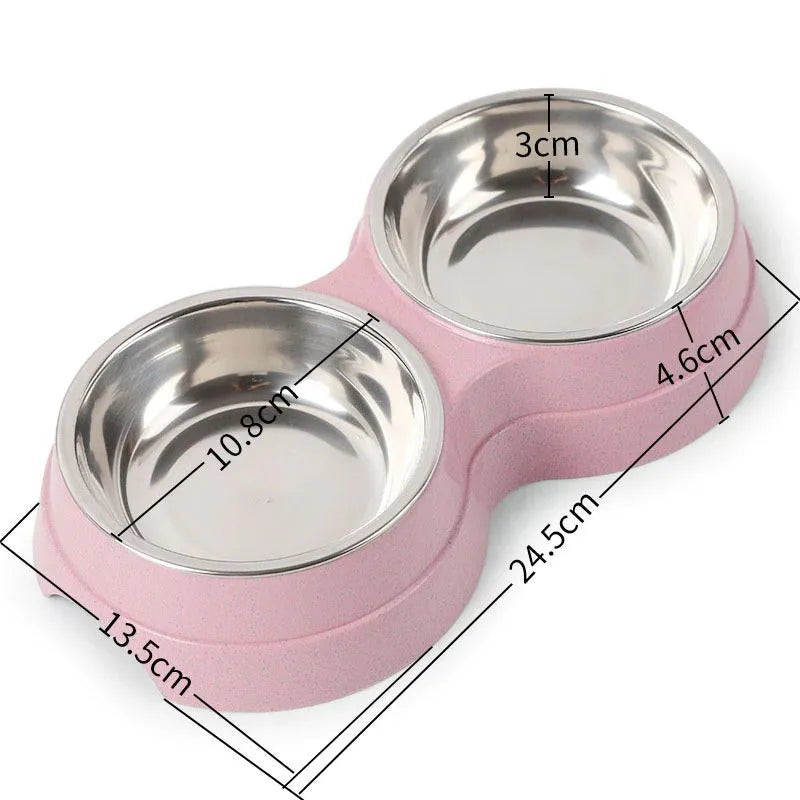 Pet Zen - Double Pet Bowls Dog Food Water Feeder Stainless Steel Pet - 5