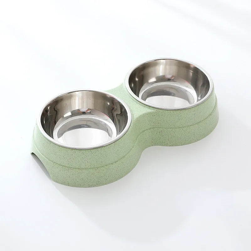Pet Zen - Double Pet Bowls Dog Food Water Feeder Stainless Steel Pet Drinking Dish Feeder Cat Puppy Feeding Supplies Small...