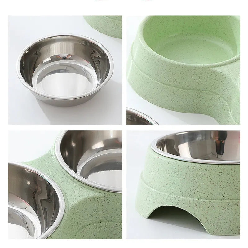 Pet Zen - Double Pet Bowls Dog Food Water Feeder Stainless Steel Pet - 5
