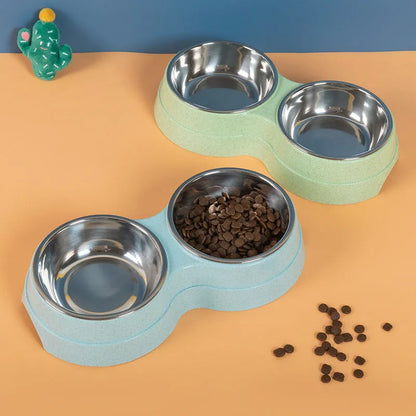 Pet Zen - Double Pet Bowls Dog Food Water Feeder Stainless Steel Pet - 5