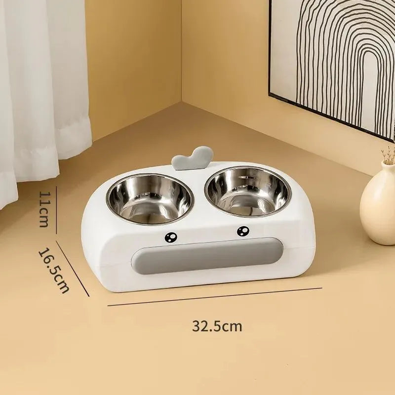 Pet Zen - Duck Design Pet Double Bowl Plastic Kitten Dog Food Drinking Tray Feeder Cat Feeding Pet Supplies Accessories - 4
