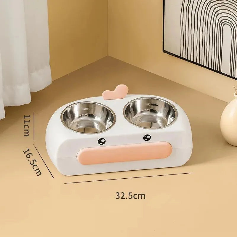 Pet Zen - Duck Design Pet Double Bowl Plastic Kitten Dog Food Drinking Tray Feeder Cat Feeding Pet Supplies Accessories - 4