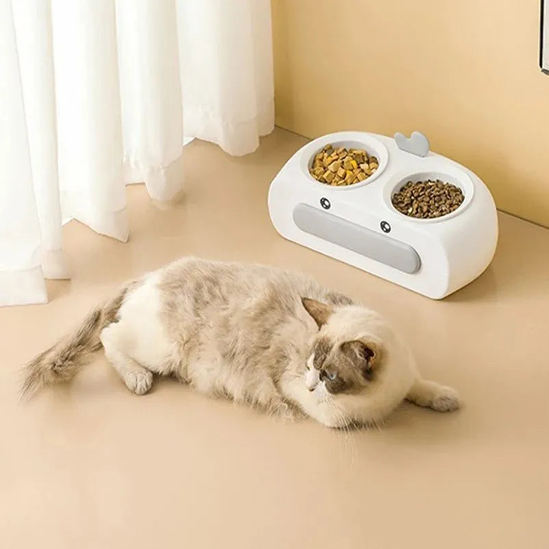 Pet Zen - Duck Design Pet Double Bowl Plastic Kitten Dog Food Drinking Tray Feeder Cat Feeding Pet Supplies Accessories - 4