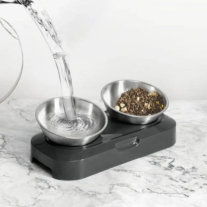 Pet Zen - Easy To Clean Stainless Steel Cat Bowl Dog Food And Water Bowls With Stand Metal Cats Dogs Double Single Pet Fee...