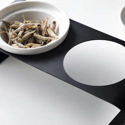 Pet Zen - Elevated Ceramic Double Dog Bowl Set with Sturdy Iron Stand - 0