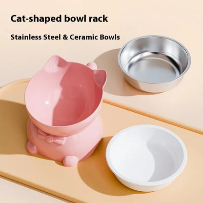 Pet Zen - Ergonomic Anti-Vomit Elevated Stainless Steel Bowl for Cats - 0