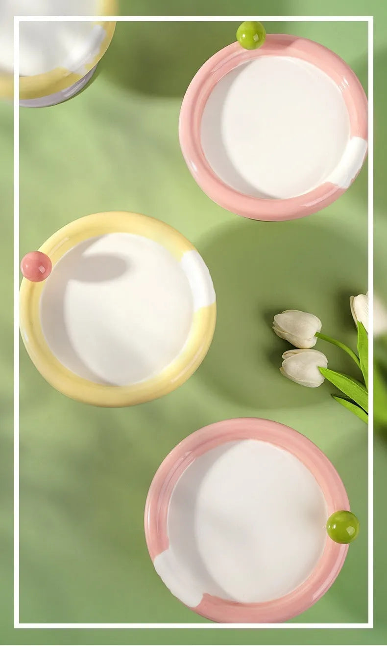 Pet Zen - Ice Cream High Foot Ceramic Double Tone Cat Bowl - Bowls