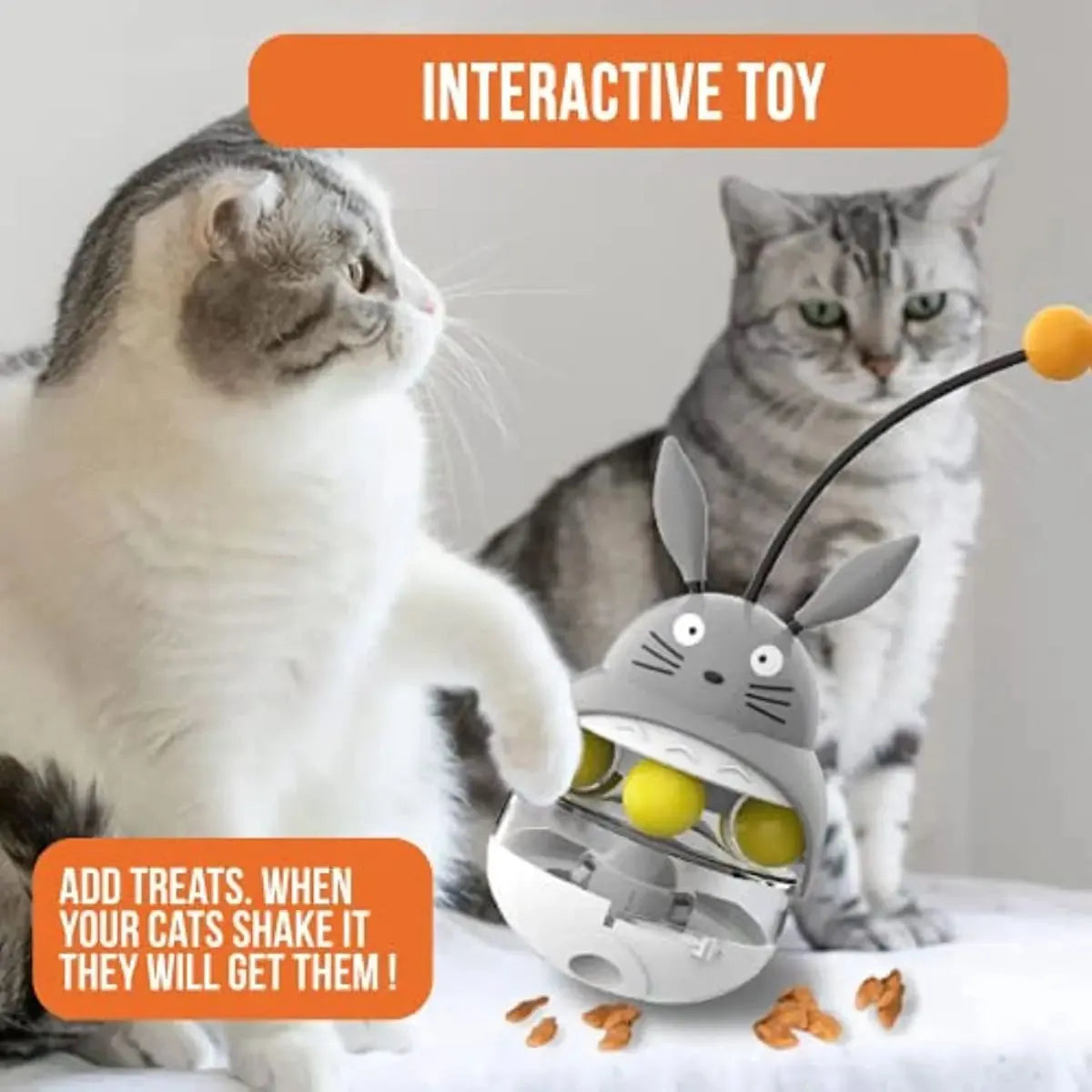 Pet Zen - Interactive Cat Feeder Toy Treat Dispenser Exercise Toys Feeding Food Toy Dispenser Car Indoors- Sounding Bell C...