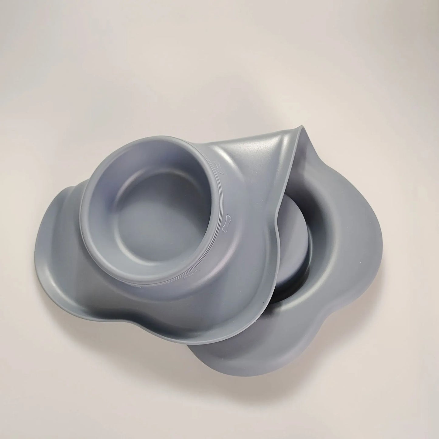 Pet Zen - Large Silicone Pet Bowl Double Dog Bowl Stainless Steel - 0