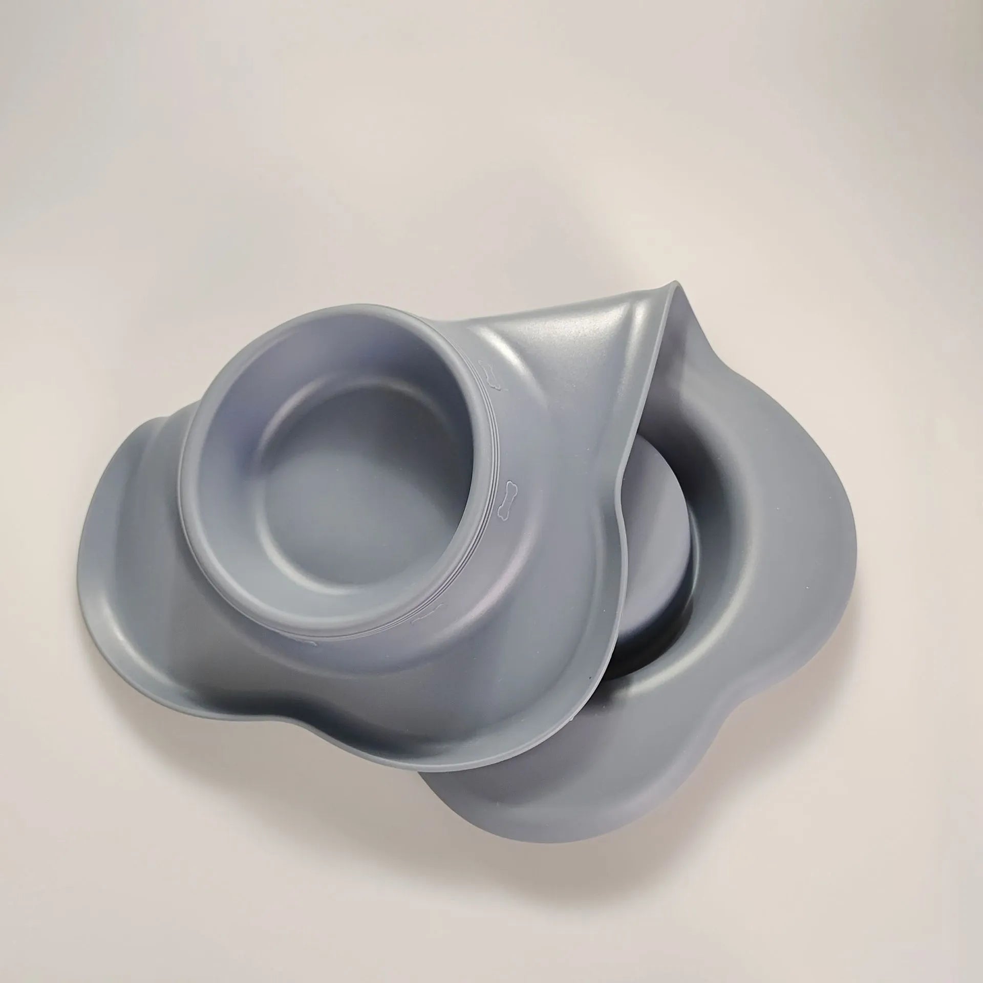 Pet Zen - Large Silicone Pet Bowl Double Dog Bowl Stainless Steel - 0