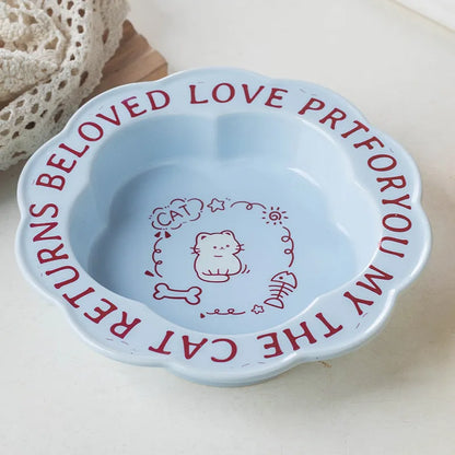 Pet Zen - Neck Anti-tumble Acrylic Lace Ceramic Cat Bowl - Bowls