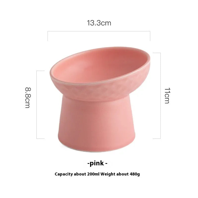 Pet Zen - Oblique Mouth High Foot Candy Color Cat Bowl - Bowls