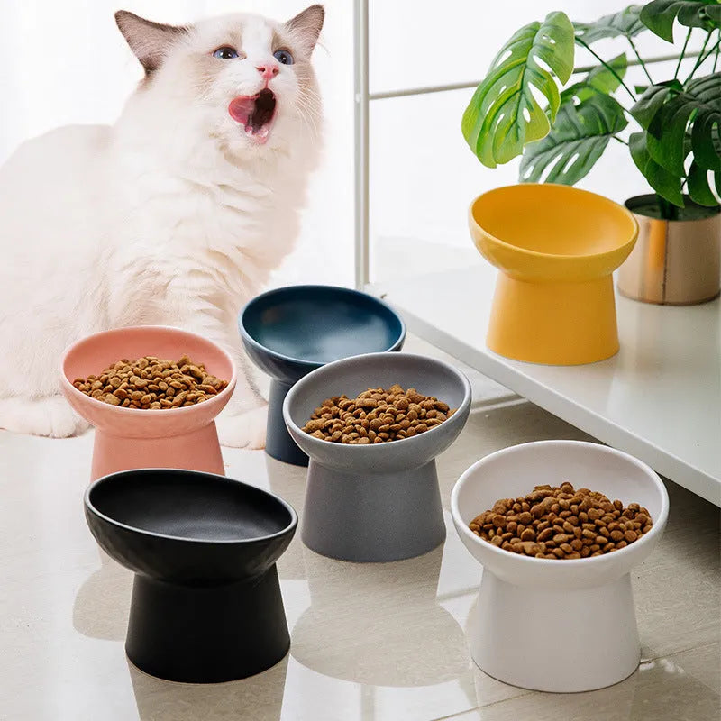 Pet Zen - Oblique Mouth High Foot Candy Color Cat Bowl - 0