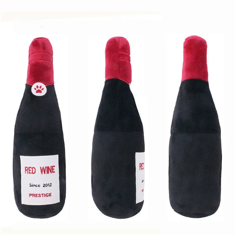 Pet Zen - Pet Cats And Dogs Vocal Toys Plush Wine Bottle Chewing Teeth - 0