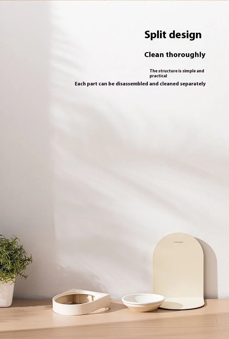 Pet Zen - Pet Ceramic Cat Bowl With High Foot And Slanted Mouth For Cervical Protection - Bowls