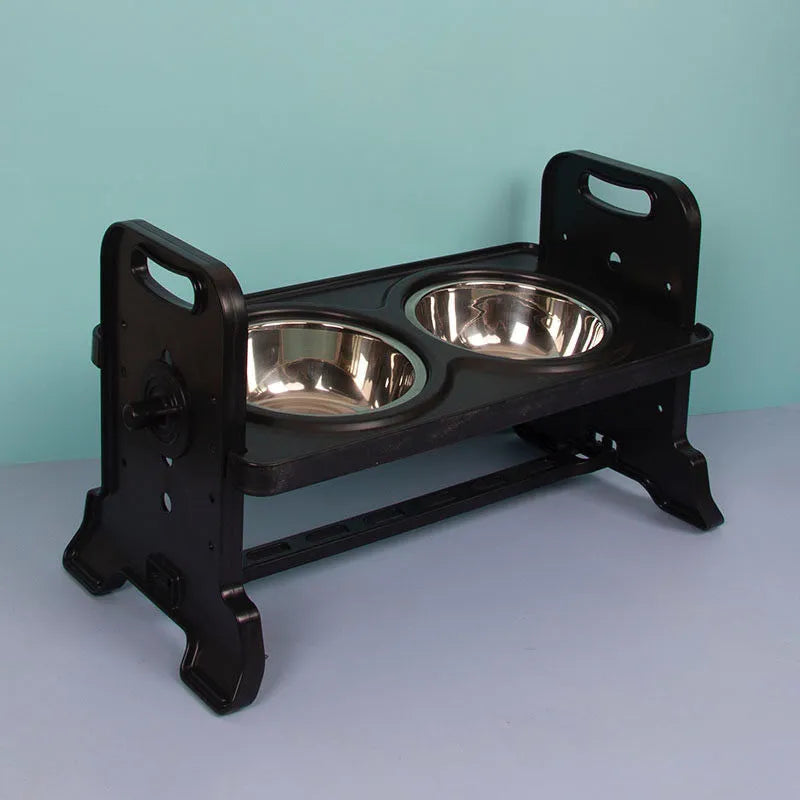 Pet Zen - Pet Dining-table Ceramic Stainless Steel Double Bowl Height - 0