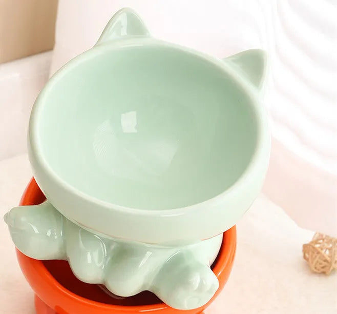 Pet Zen - Pet Dogs And Cats Bevel Ceramic Neck Bowl - 0