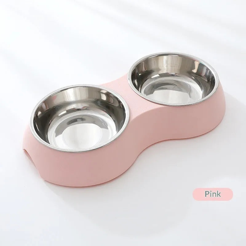 Pet Zen - Pet Stainless Steel Double Bowl Dog Feeder In Macaron Colors - 0