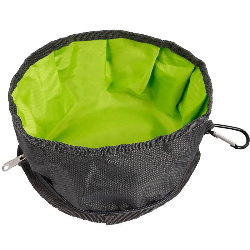 Pet Zen - Portable Folding Outdoor Waterproof Oxford Cloth Easy To Clean Dog Bowl - 0