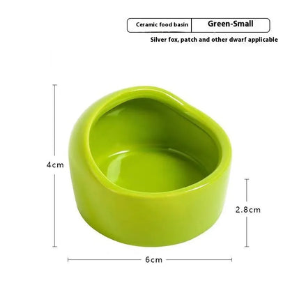 Pet Zen - Simple Ceramic Hamster Small Size Food Basin Chipmunk - 0
