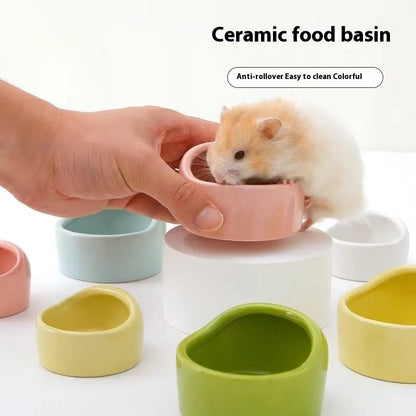 Pet Zen - Simple Ceramic Hamster Small Size Food Basin Chipmunk - 0