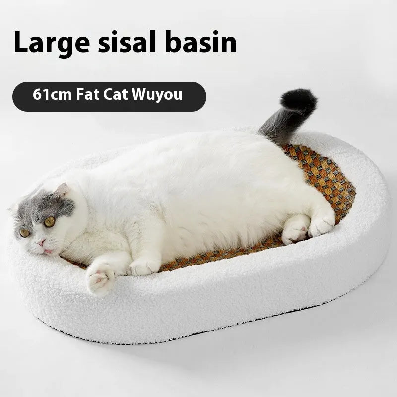 Pet Zen - Sisal Hemp Scratch Board Wear-resistant Oval Cat Nest - 0