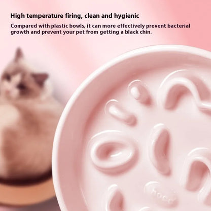 Pet Zen - Slow Feeder Pet Zen Bowl Ceramic Design Anti-Choking Fun - 0