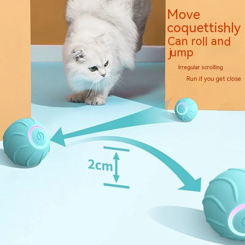 Pet Zen - Smart Cat Toys Rolling Ball Pet Cat Owner Interactive Pets Toys Automatic Bouncing Ball USB Self Hi Teasing Kitt...