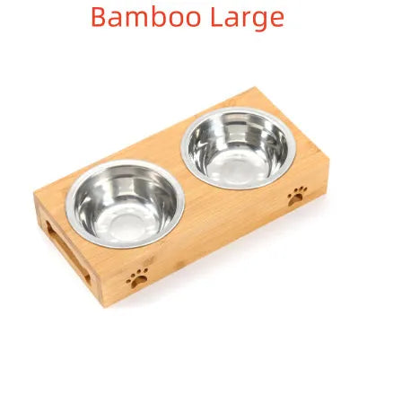 Pet Zen - Solid Wood Pet Dining-table Dog Water Bowl Stainless Steel - 0