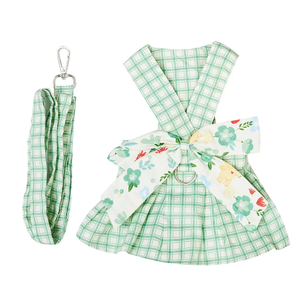 Pet Zen - Summer Small Dog Clothes Pet Harness With Leash Puppy Dresses Cute Outdoor Clothing Pet Dress Puppy Chihuahua Co...