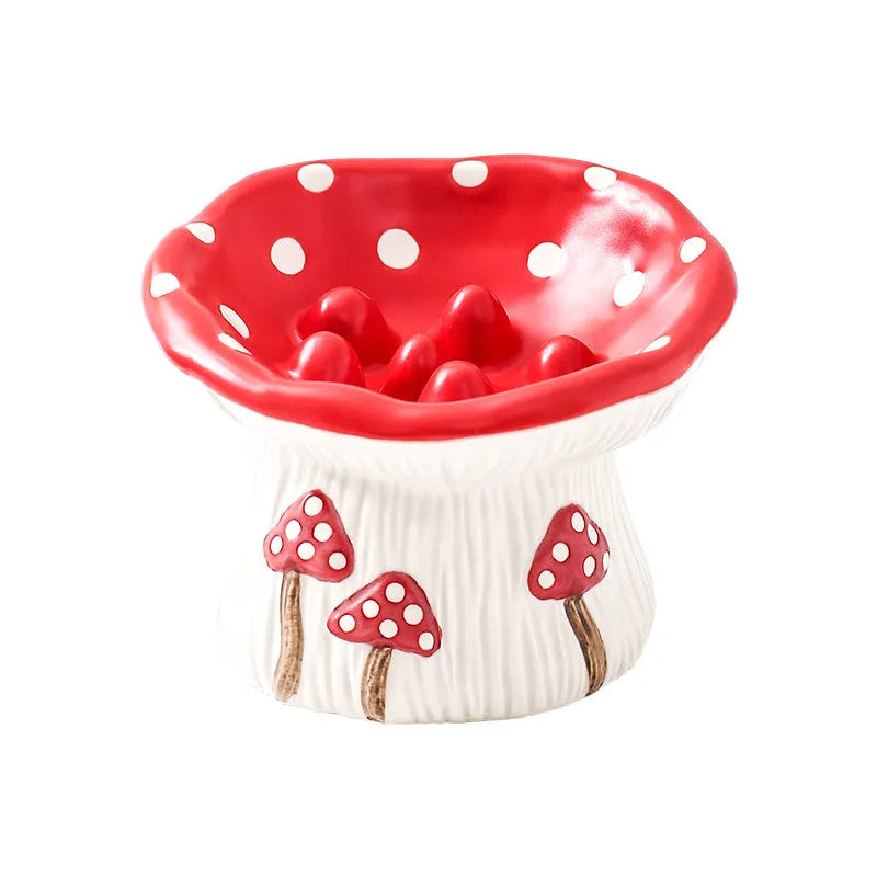 Ergonomic Pet Zen Tall Mushroom Cat Bowl in vibrant color, perfect for cats and small dogs, available as Slow Food Bowl or...