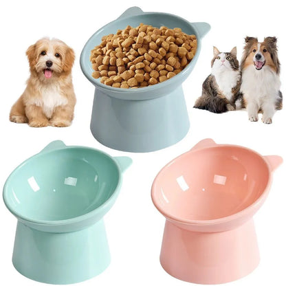 Pet Zen - Tilted Cat Food Bowl Elevated Cat Bowl Ergonomic Raised Cat Food Bowl Anti Vomiting Plastic Feeding Bowl Non Sli...
